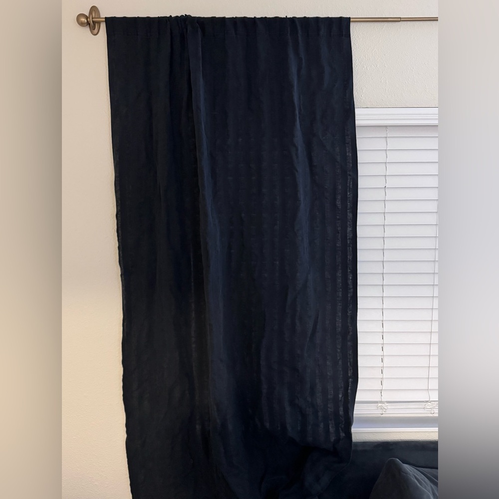 CB2 Track Stripe Black White Grey Curtain 48x108 Extra Long Modern Farmhouse - Picture 8 of 11